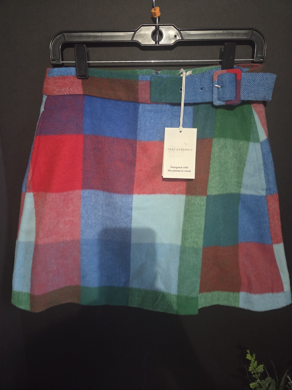 NEW Free Assembly Multicolor Plaid Belted Mini Skirt - Blue/Green/Red. Size 0